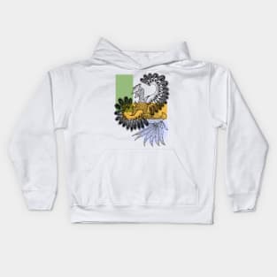 Rooster Cock Hand Drawn Kids Hoodie